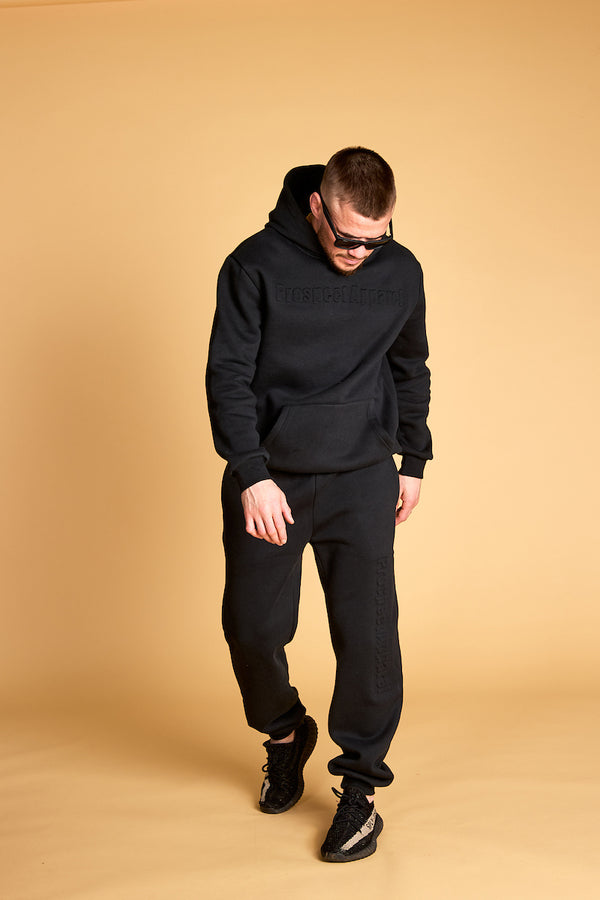 PA Embossed Tracksuit Bottoms - Black