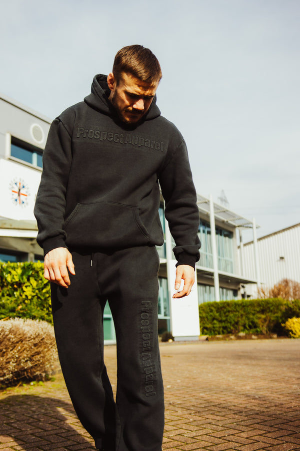 PA Embossed Tracksuit Bottoms - Black